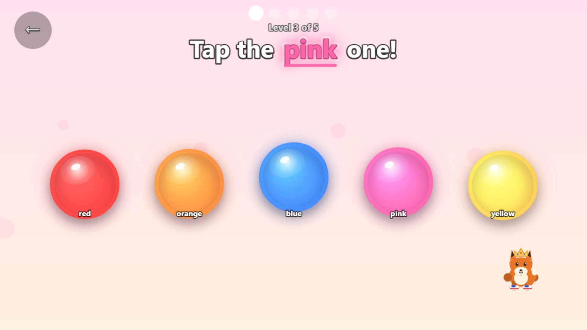Tapping the correct color among several choices