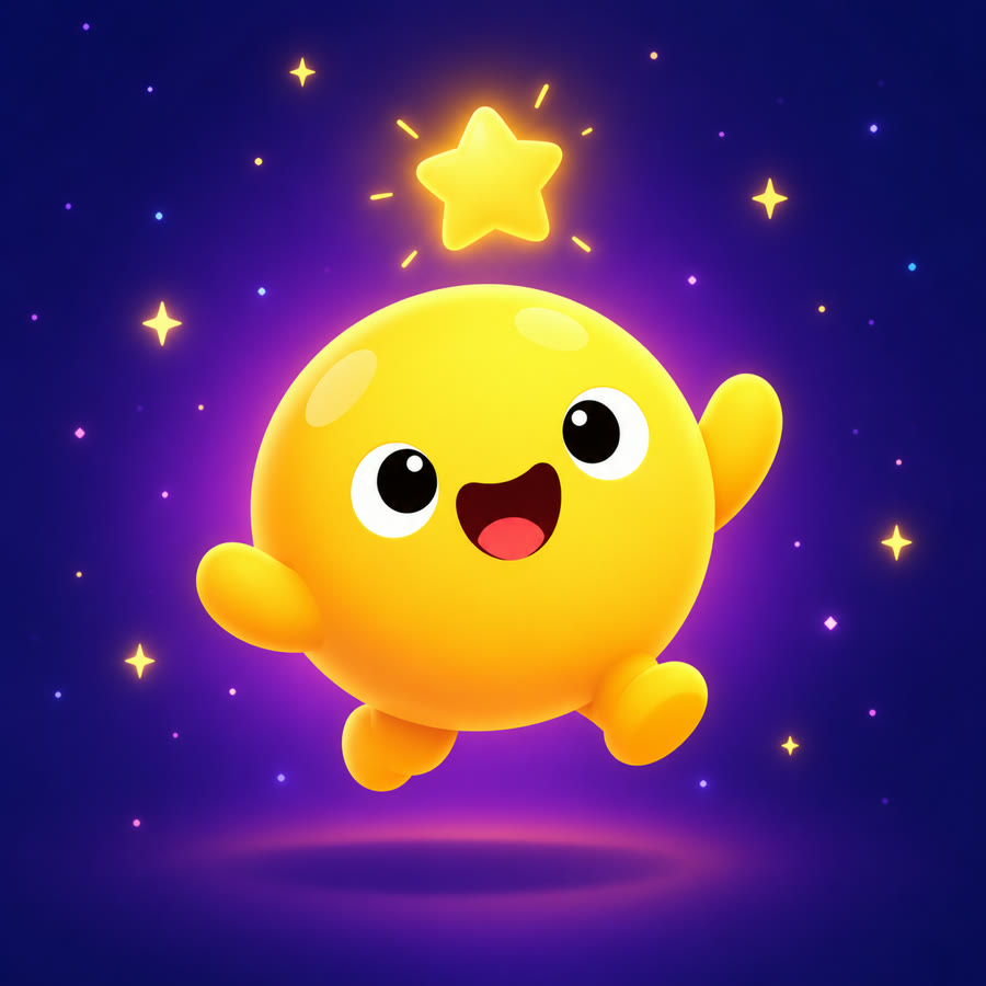A cheerful TinyBright character waving
